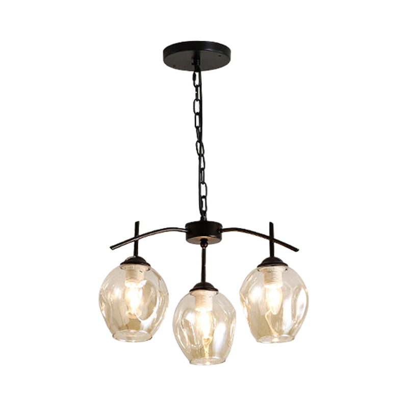 Bubble Shade Hanging Chandelier Post Modern Blue/Cognac Glass 3/6/8 Lights Black/Chrome Ceiling Light with Round/Linear Canopy Clearhalo 'Ceiling Lights' 'Chandeliers' 'Glass shade' 'Glass' 'Modern Chandeliers' 'Modern' Lighting' 167255