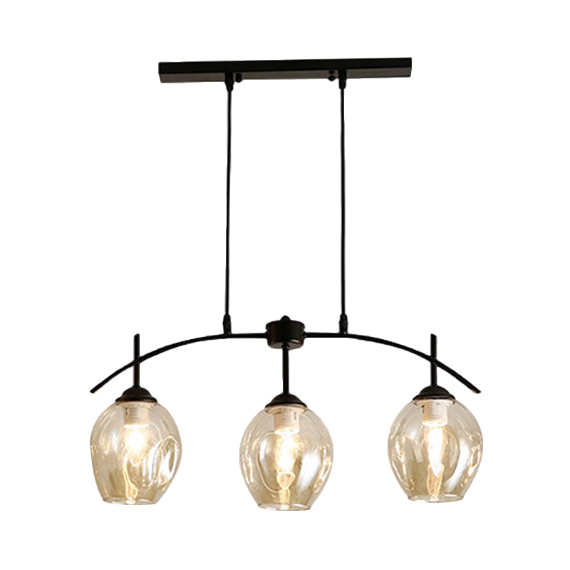 Bubble Shade Hanging Chandelier Post Modern Blue/Cognac Glass 3/6/8 Lights Black/Chrome Ceiling Light with Round/Linear Canopy Clearhalo 'Ceiling Lights' 'Chandeliers' 'Glass shade' 'Glass' 'Modern Chandeliers' 'Modern' Lighting' 167258