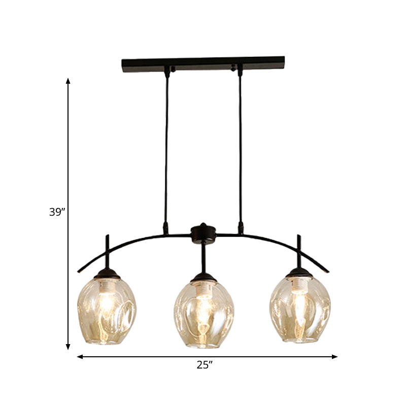 Bubble Shade Hanging Chandelier Post Modern Blue/Cognac Glass 3/6/8 Lights Black/Chrome Ceiling Light with Round/Linear Canopy Clearhalo 'Ceiling Lights' 'Chandeliers' 'Glass shade' 'Glass' 'Modern Chandeliers' 'Modern' Lighting' 167259