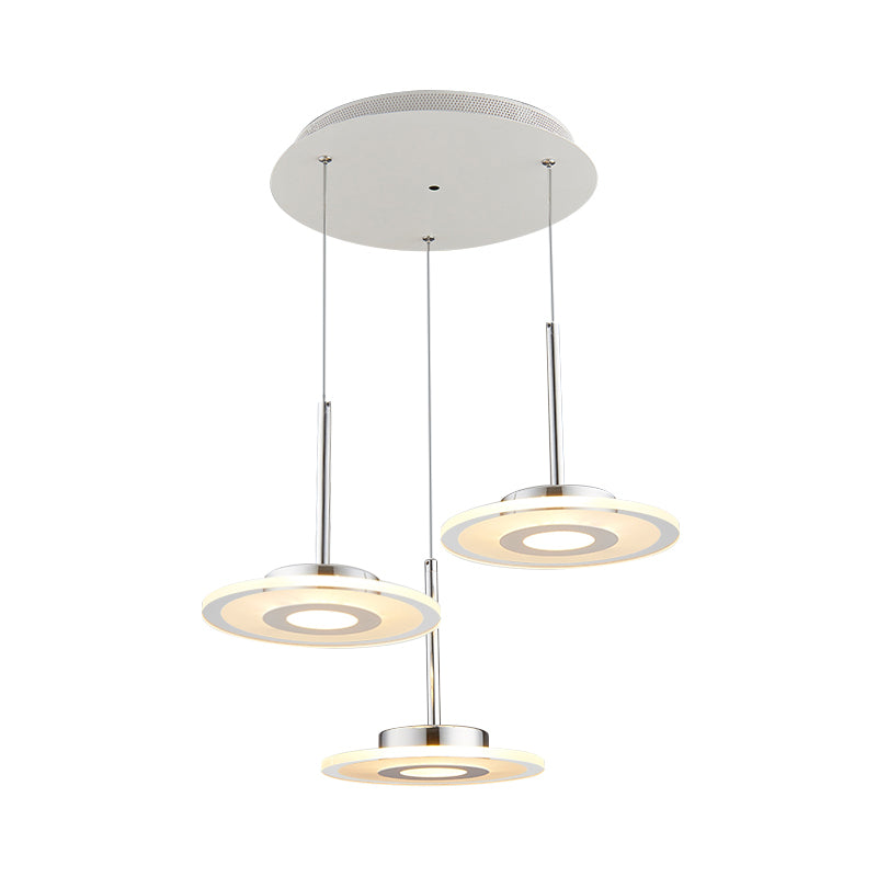 Modern Circular Acrylic Pendant LED Hanging Ceiling Light in Warm/White/Natural Light with Round/Linear Canopy Clearhalo 'Ceiling Lights' 'Modern Pendants' 'Modern' 'Pendant Lights' 'Pendants' Lighting' 167282