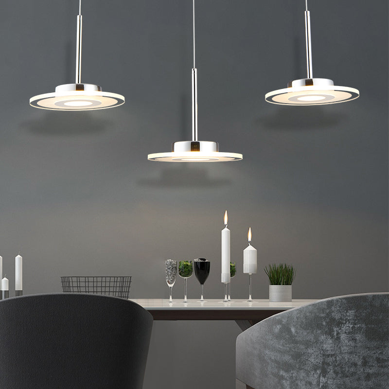 Modern Circular Acrylic Pendant LED Hanging Ceiling Light in Warm/White/Natural Light with Round/Linear Canopy Clearhalo 'Ceiling Lights' 'Modern Pendants' 'Modern' 'Pendant Lights' 'Pendants' Lighting' 167284