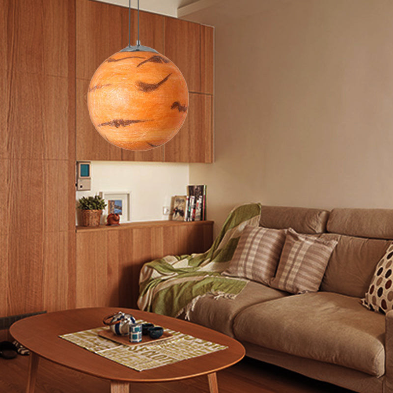 Pendant Lamp for Bedroom, Modern Globe Shade Ceiling Light Fixture in Chrome for Kids Orange Clearhalo 'Ceiling Lights' 'Pendant Lights' 'Pendants' Lighting' 167299_311edce5-36a6-4ec0-87f0-84a5870a33f7