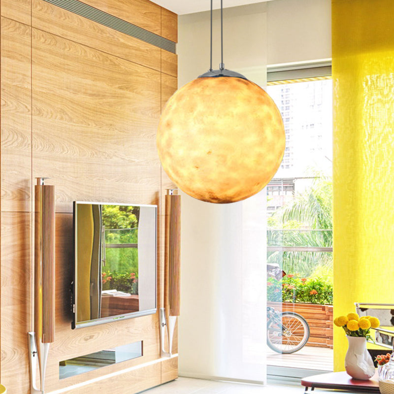 Pendant Lamp for Bedroom, Modern Globe Shade Ceiling Light Fixture in Chrome for Kids Orange-Yellow Clearhalo 'Ceiling Lights' 'Pendant Lights' 'Pendants' Lighting' 167305_a9a78b56-5bfe-47c1-b152-b9de73634e8b