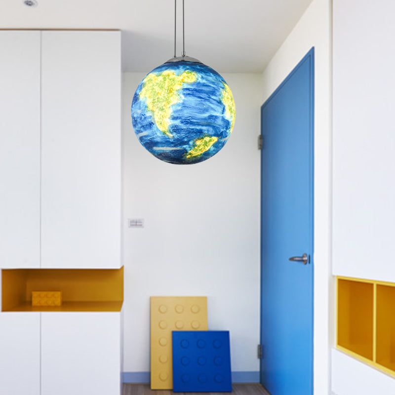 Globe Pendant Light for Bedroom, Adjustable Modern Ball Shade Ceiling Fixture in Chrome Dark Blue Clearhalo 'Ceiling Lights' 'Pendant Lights' 'Pendants' Lighting' 167311_e7822df4-a94e-48cd-8d74-bd6ce377dd3d