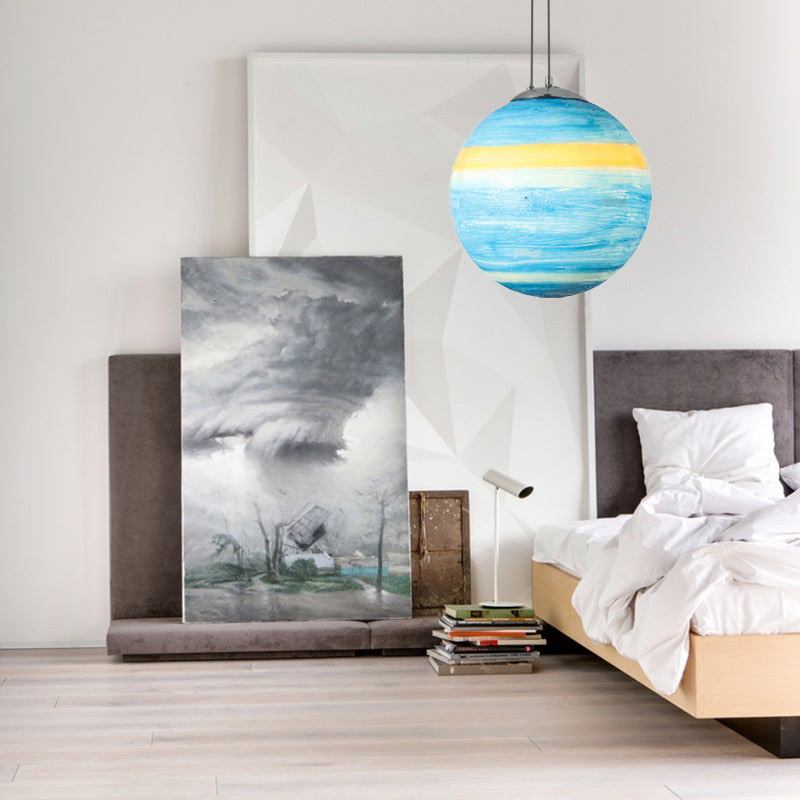 Globe Pendant Light for Bedroom, Adjustable Modern Ball Shade Ceiling Fixture in Chrome Clearhalo 'Ceiling Lights' 'Pendant Lights' 'Pendants' Lighting' 167320