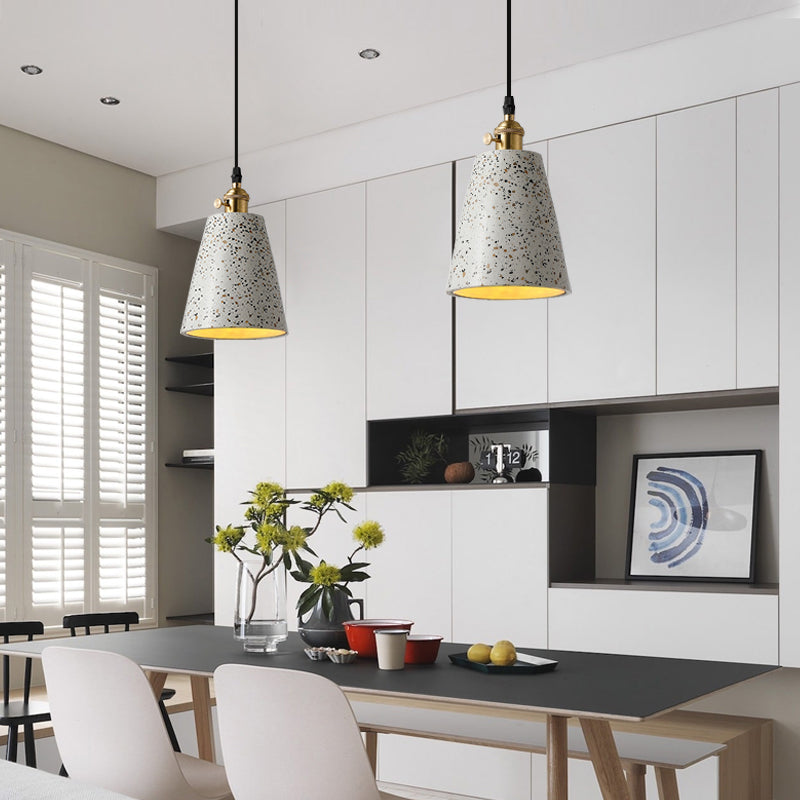 Cone Pendant Lighting in Nordic Style Cement 1 Light Black/Grey/White Hanging Light Clearhalo 'Ceiling Lights' 'Modern Pendants' 'Modern' 'Pendant Lights' 'Pendants' Lighting' 167324