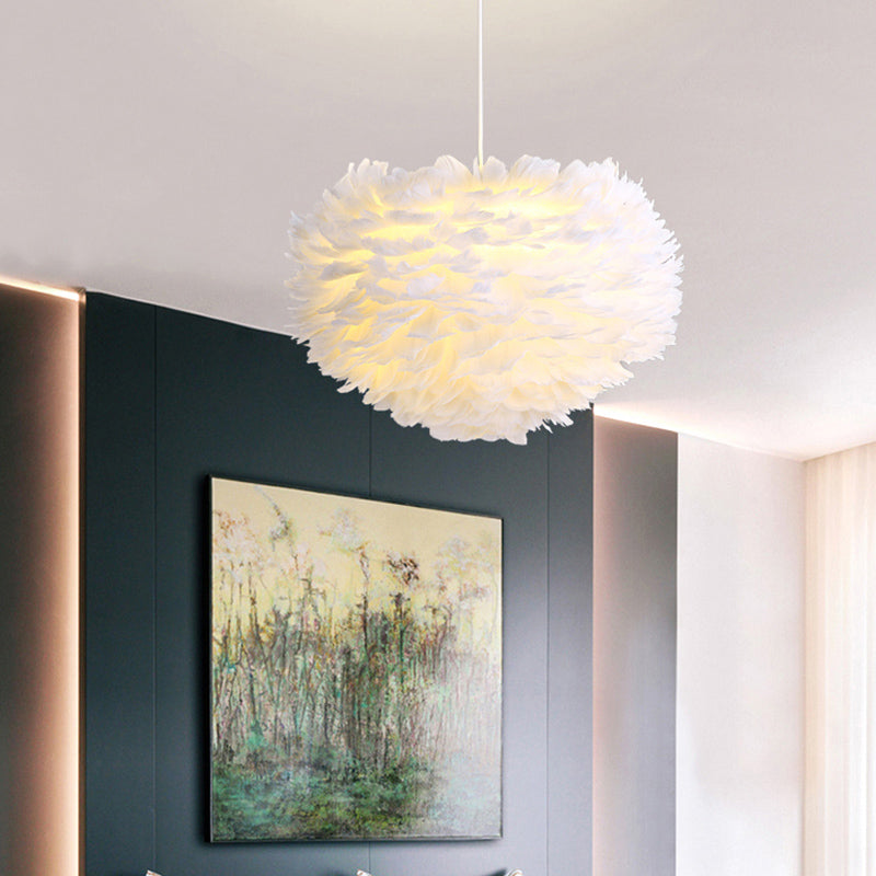 Hanging Lamp for Bedroom for Girls, Adjustable Modern Medium Feather Pendant Light White Clearhalo 'Ceiling Lights' 'Pendant Lights' 'Pendants' Lighting' 167365_9d957d2d-34e3-4855-aab5-5c66b58d5c7b