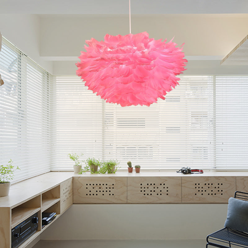 Hanging Lamp for Bedroom for Girls, Adjustable Modern Medium Feather Pendant Light Clearhalo 'Ceiling Lights' 'Pendant Lights' 'Pendants' Lighting' 167371