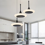 Black Trumpet Ceiling Light Contemporary LED Acrylic Drop Pendant with Round/Linear Canopy Clearhalo 'Ceiling Lights' 'Modern Pendants' 'Modern' 'Pendant Lights' 'Pendants' Lighting' 167406