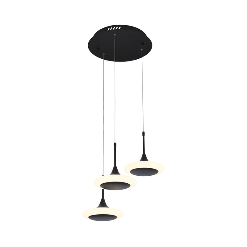 Black Trumpet Ceiling Light Contemporary LED Acrylic Drop Pendant with Round/Linear Canopy Clearhalo 'Ceiling Lights' 'Modern Pendants' 'Modern' 'Pendant Lights' 'Pendants' Lighting' 167408