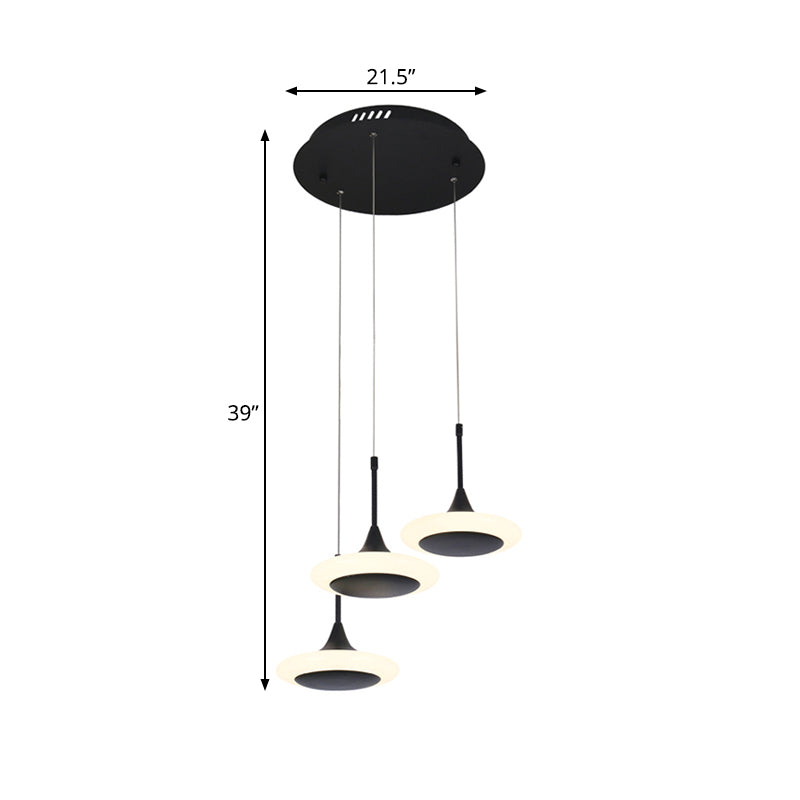 Black Trumpet Ceiling Light Contemporary LED Acrylic Drop Pendant with Round/Linear Canopy Clearhalo 'Ceiling Lights' 'Modern Pendants' 'Modern' 'Pendant Lights' 'Pendants' Lighting' 167409