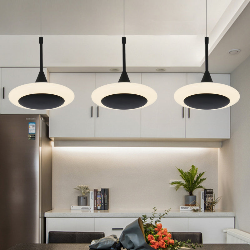 Black Trumpet Ceiling Light Contemporary LED Acrylic Drop Pendant with Round/Linear Canopy Clearhalo 'Ceiling Lights' 'Modern Pendants' 'Modern' 'Pendant Lights' 'Pendants' Lighting' 167410