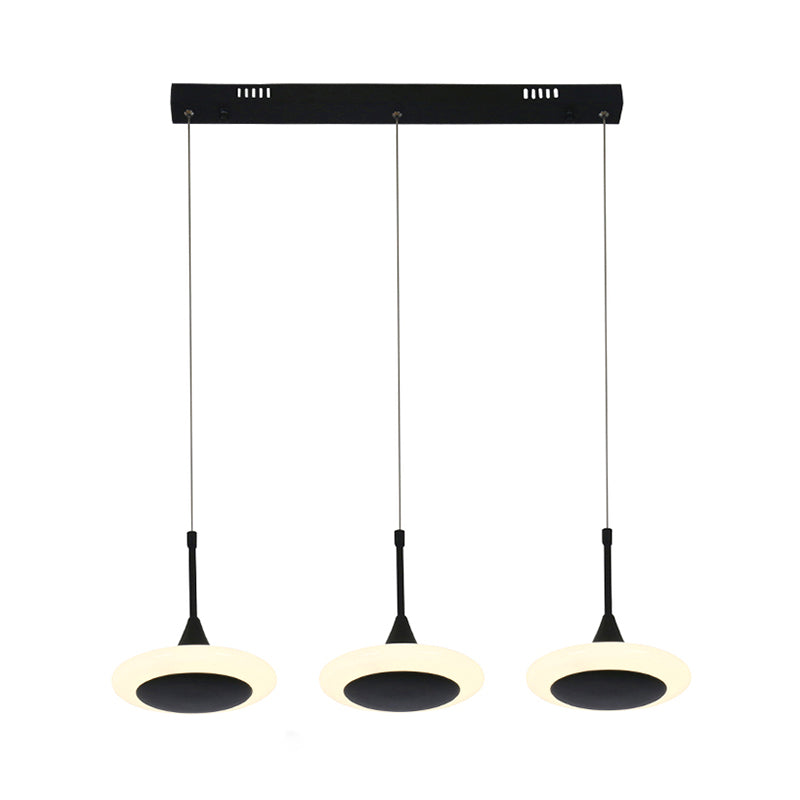 Black Trumpet Ceiling Light Contemporary LED Acrylic Drop Pendant with Round/Linear Canopy Clearhalo 'Ceiling Lights' 'Modern Pendants' 'Modern' 'Pendant Lights' 'Pendants' Lighting' 167412