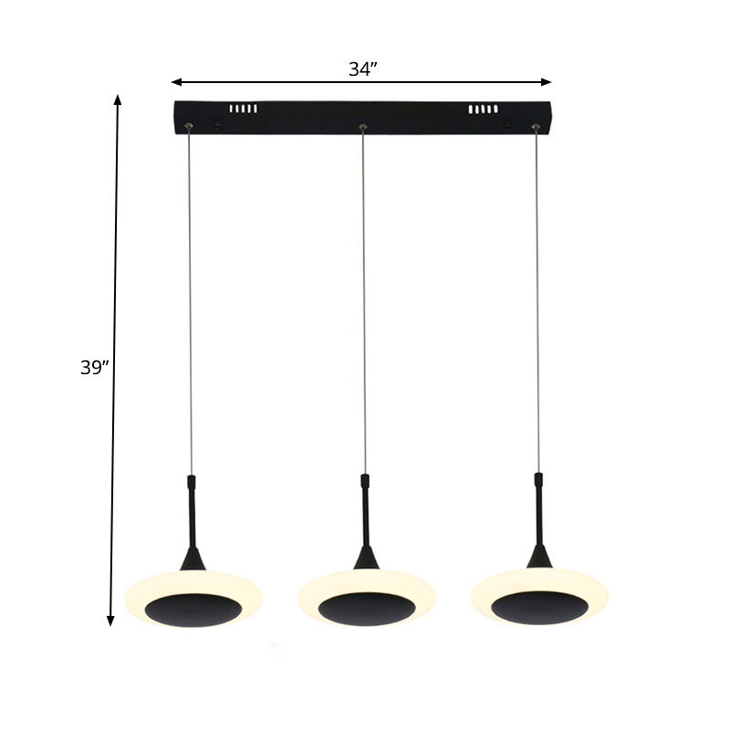 Black Trumpet Ceiling Light Contemporary LED Acrylic Drop Pendant with Round/Linear Canopy Clearhalo 'Ceiling Lights' 'Modern Pendants' 'Modern' 'Pendant Lights' 'Pendants' Lighting' 167413