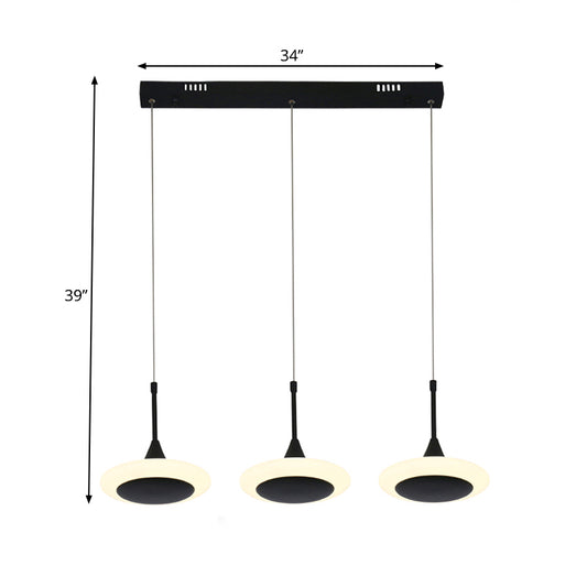 Black Trumpet Ceiling Light Contemporary LED Acrylic Drop Pendant with Round/Linear Canopy Clearhalo 'Ceiling Lights' 'Modern Pendants' 'Modern' 'Pendant Lights' 'Pendants' Lighting' 167413