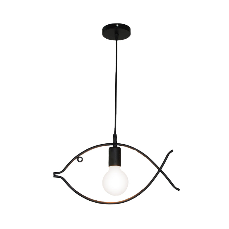 Metal Pendant Light Single, Adjustable Fish Metal Frame Ceiling Fixture for Kids Room Clearhalo 'Ceiling Lights' 'Pendant Lights' 'Pendants' Lighting' 167416