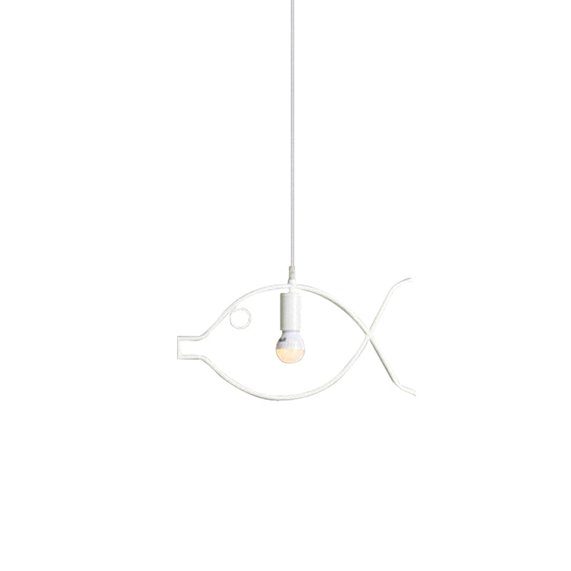 Metal Pendant Light Single, Adjustable Fish Metal Frame Ceiling Fixture for Kids Room Clearhalo 'Ceiling Lights' 'Pendant Lights' 'Pendants' Lighting' 167420