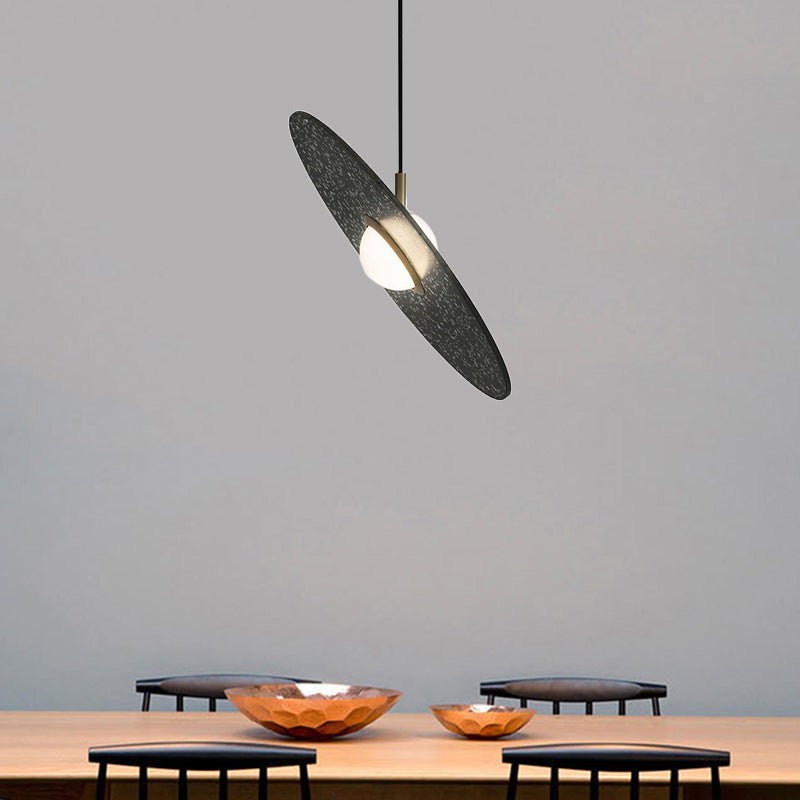 Ufo Shaped Pendant Lamp Modern Concrete 1 Light Black/White/Pink Hanging Ceiling Light Black Clearhalo 'Ceiling Lights' 'Modern Pendants' 'Modern' 'Pendant Lights' 'Pendants' Lighting' 167421