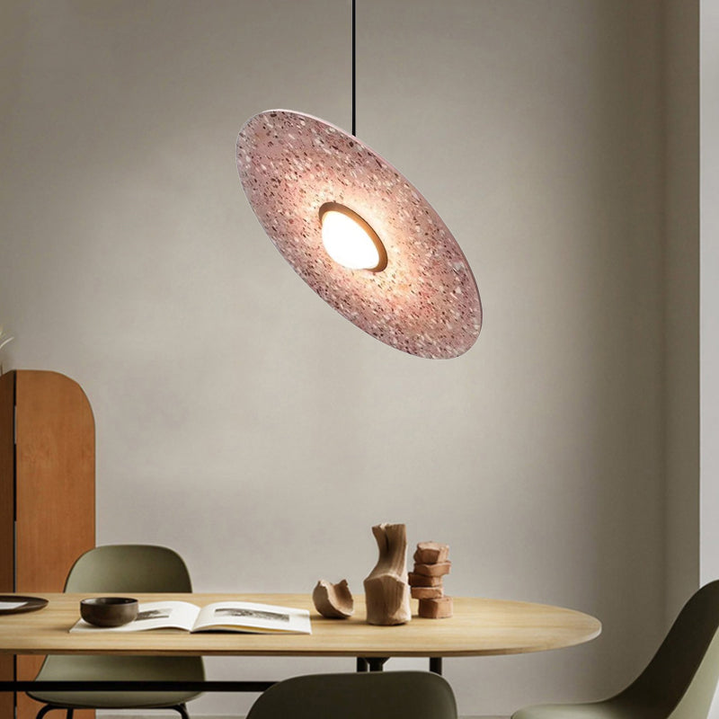 Ufo Shaped Pendant Lamp Modern Concrete 1 Light Black/White/Pink Hanging Ceiling Light Pink Clearhalo 'Ceiling Lights' 'Modern Pendants' 'Modern' 'Pendant Lights' 'Pendants' Lighting' 167426