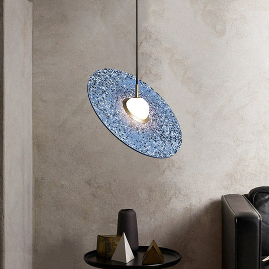 Ufo Shaped Pendant Lamp Modern Concrete 1 Light Black/White/Pink Hanging Ceiling Light Blue Clearhalo 'Ceiling Lights' 'Modern Pendants' 'Modern' 'Pendant Lights' 'Pendants' Lighting' 167428