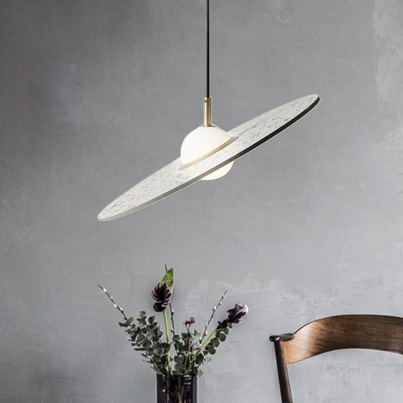 Ufo Shaped Pendant Lamp Modern Concrete 1 Light Black/White/Pink Hanging Ceiling Light White Clearhalo 'Ceiling Lights' 'Modern Pendants' 'Modern' 'Pendant Lights' 'Pendants' Lighting' 167430