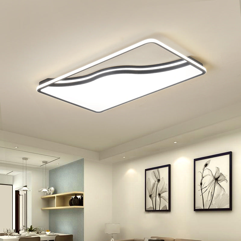 Black/White Rectangular/Square Ceiling Light Simple Acrylic 16"/19.5"/35.5" W LED Ceiling Light Fixture for Bedroom in Warm/White Clearhalo 'Ceiling Lights' 'Close To Ceiling Lights' 'Close to ceiling' 'Flush mount' Lighting' 167472