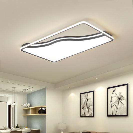 Black/White Rectangular/Square Ceiling Light Simple Acrylic 16"/19.5"/35.5" W LED Ceiling Light Fixture for Bedroom in Warm/White Clearhalo 'Ceiling Lights' 'Close To Ceiling Lights' 'Close to ceiling' 'Flush mount' Lighting' 167472