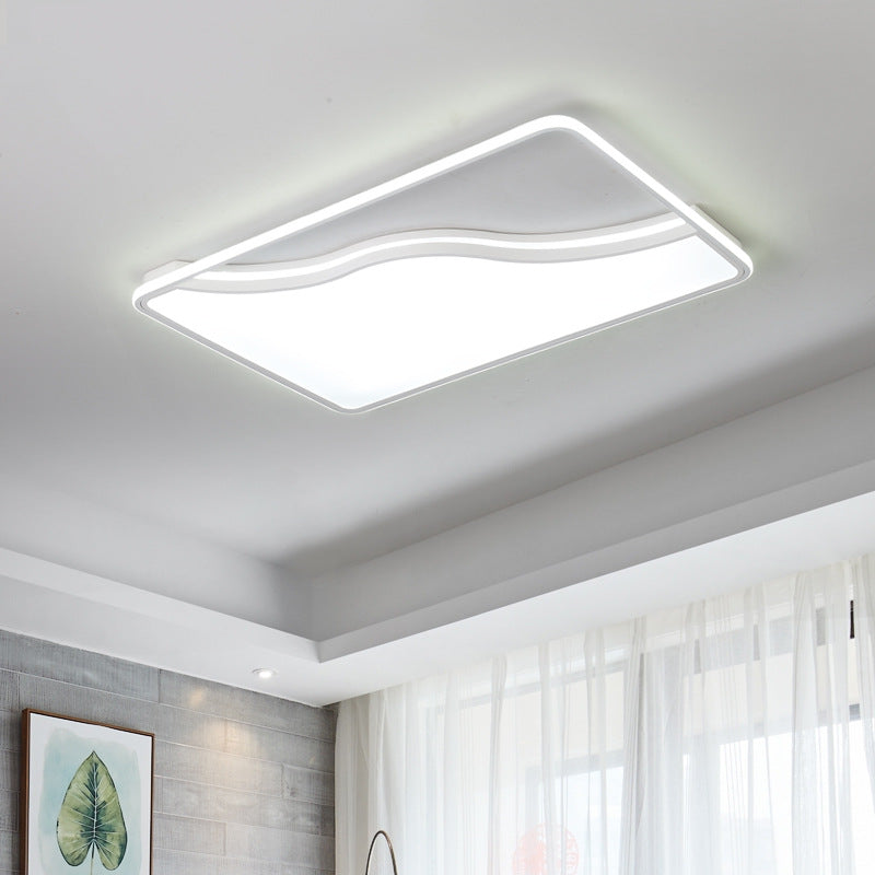 Black/White Rectangular/Square Ceiling Light Simple Acrylic 16"/19.5"/35.5" W LED Ceiling Light Fixture for Bedroom in Warm/White White 35.5" White Clearhalo 'Ceiling Lights' 'Close To Ceiling Lights' 'Close to ceiling' 'Flush mount' Lighting' 167479