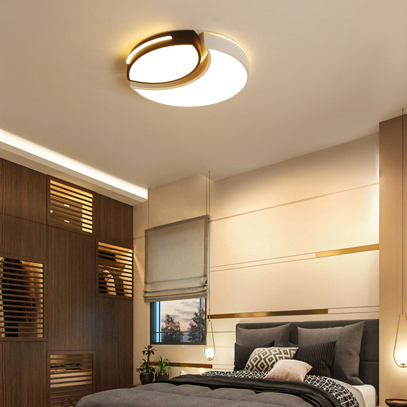 LED Flush Mount Bedroom with Circular Acrylic Shade Black and White Ceiling Flush in Warm/White, 16"/19.5"/23.5" Dia Black-White Clearhalo 'Ceiling Lights' 'Close To Ceiling Lights' 'Close to ceiling' 'Flush mount' Lighting' 167564