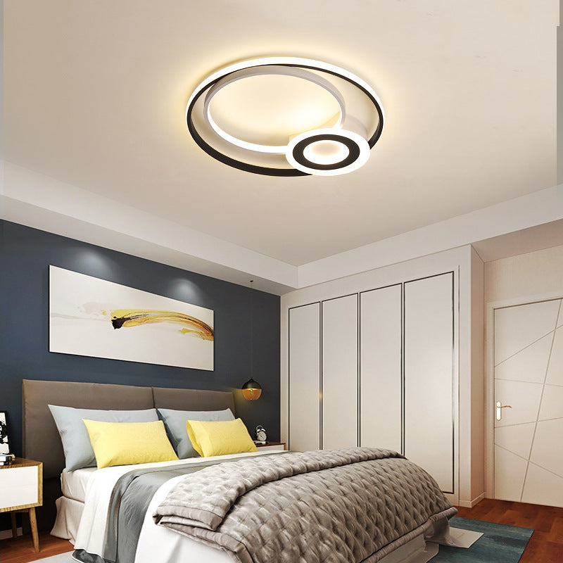 Multi Rings Flush Mount Nordic Acrylic Black and White 16"/19.5"/23.5" Dia Integrated LED Ceiling Fixture for Bedroom in Warm/White Black-White Clearhalo 'Ceiling Lights' 'Close To Ceiling Lights' 'Close to ceiling' 'Flush mount' Lighting' 167577