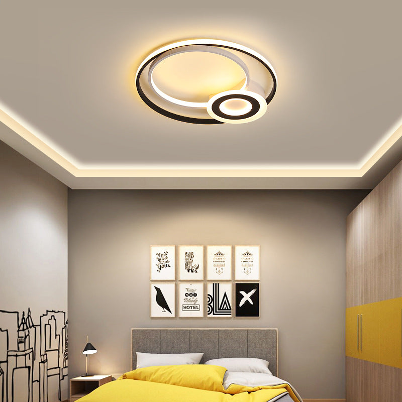 Multi Rings Flush Mount Nordic Acrylic Black and White 16"/19.5"/23.5" Dia Integrated LED Ceiling Fixture for Bedroom in Warm/White Clearhalo 'Ceiling Lights' 'Close To Ceiling Lights' 'Close to ceiling' 'Flush mount' Lighting' 167578