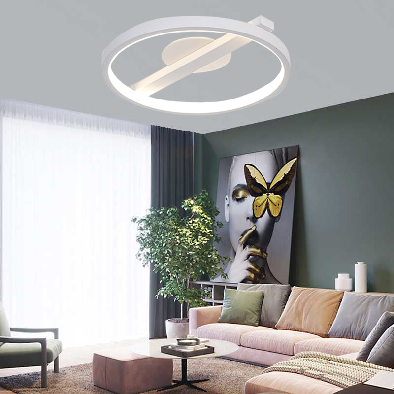 Acrylic Ring Flush Mount Modernism Black/White/Blue Ceiling Mounted Light for Living Room in Warm/White, 12.5"/16.5"/20.5" Dia White Clearhalo 'Ceiling Lights' 'Close To Ceiling Lights' 'Close to ceiling' 'Flush mount' Lighting' 167642