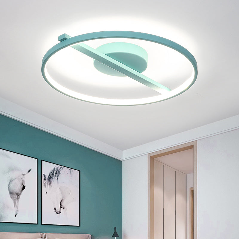 Acrylic Ring Flush Mount Modernism Black/White/Blue Ceiling Mounted Light for Living Room in Warm/White, 12.5"/16.5"/20.5" Dia Blue Clearhalo 'Ceiling Lights' 'Close To Ceiling Lights' 'Close to ceiling' 'Flush mount' Lighting' 167644