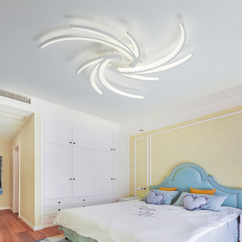 Modern Swirl Flush Mount Lamp Acrylic 3/4/5 Lights White Bedroom Ceiling Fixture in Warm/White 3 White White Clearhalo 'Ceiling Lights' 'Close To Ceiling Lights' 'Close to ceiling' 'Flush mount' Lighting' 167662