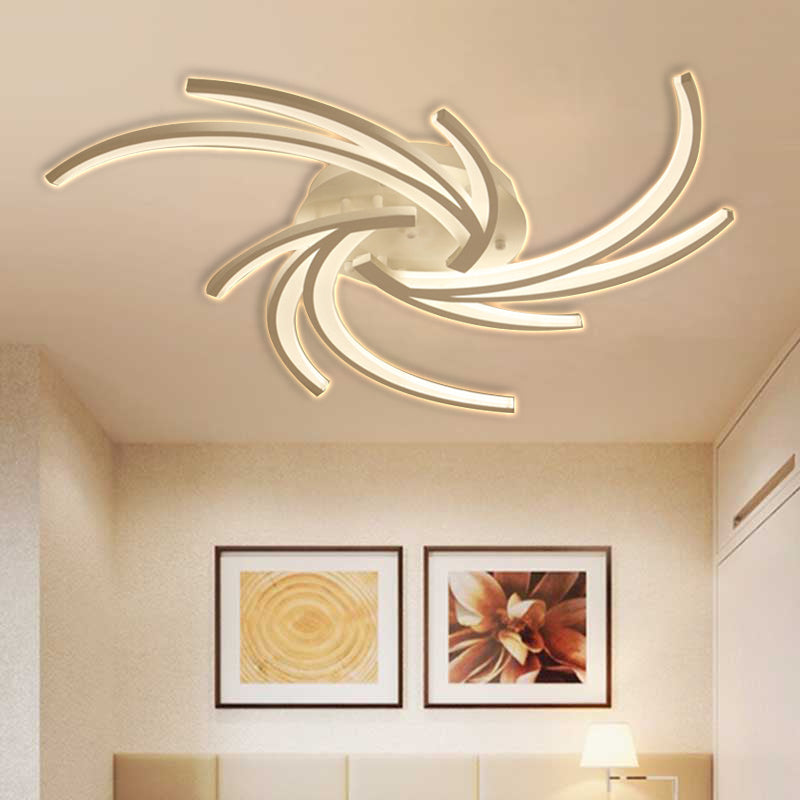 Modern Swirl Flush Mount Lamp Acrylic 3/4/5 Lights White Bedroom Ceiling Fixture in Warm/White 3 White Warm Clearhalo 'Ceiling Lights' 'Close To Ceiling Lights' 'Close to ceiling' 'Flush mount' Lighting' 167663