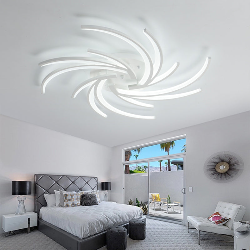 Modern Swirl Flush Mount Lamp Acrylic 3/4/5 Lights White Bedroom Ceiling Fixture in Warm/White 4 White White Clearhalo 'Ceiling Lights' 'Close To Ceiling Lights' 'Close to ceiling' 'Flush mount' Lighting' 167666