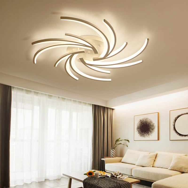 Modern Swirl Flush Mount Lamp Acrylic 3/4/5 Lights White Bedroom Ceiling Fixture in Warm/White 4 White Warm Clearhalo 'Ceiling Lights' 'Close To Ceiling Lights' 'Close to ceiling' 'Flush mount' Lighting' 167667