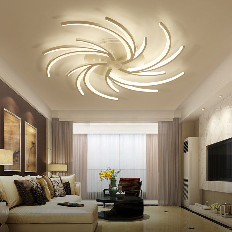 Modern Swirl Flush Mount Lamp Acrylic 3/4/5 Lights White Bedroom Ceiling Fixture in Warm/White 5 White Clearhalo 'Ceiling Lights' 'Close To Ceiling Lights' 'Close to ceiling' 'Flush mount' Lighting' 167670