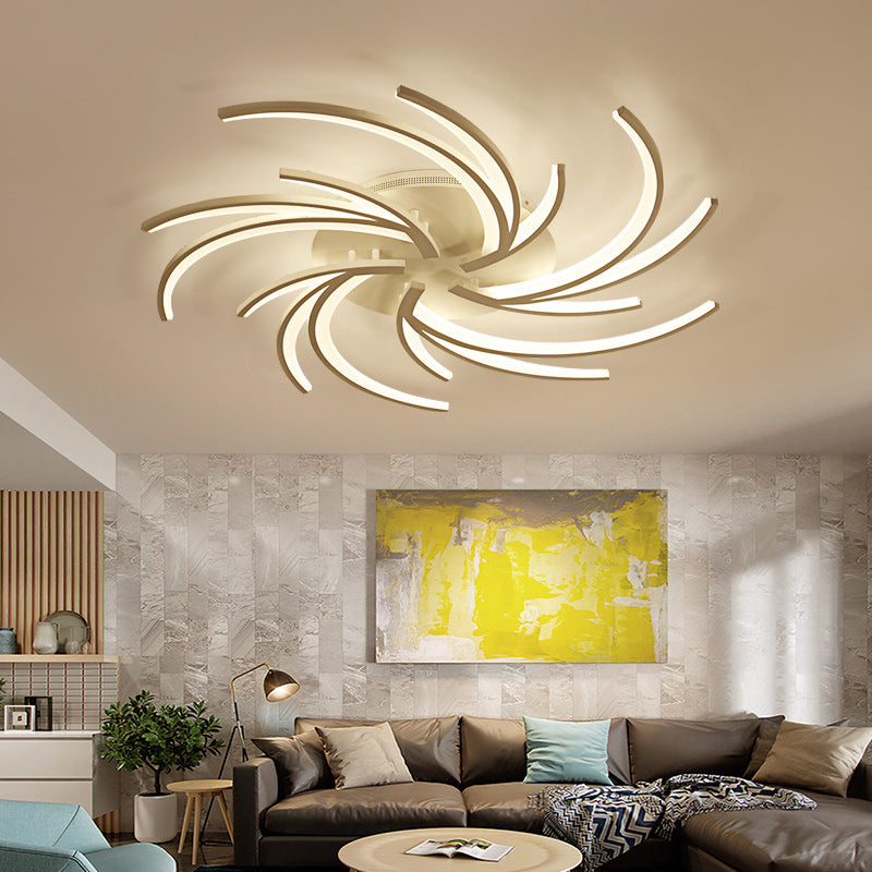 Modern Swirl Flush Mount Lamp Acrylic 3/4/5 Lights White Bedroom Ceiling Fixture in Warm/White Clearhalo 'Ceiling Lights' 'Close To Ceiling Lights' 'Close to ceiling' 'Flush mount' Lighting' 167671