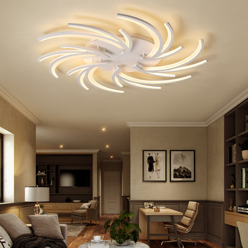 Modern Swirl Flush Mount Lamp Acrylic 3/4/5 Lights White Bedroom Ceiling Fixture in Warm/White 6 White Clearhalo 'Ceiling Lights' 'Close To Ceiling Lights' 'Close to ceiling' 'Flush mount' Lighting' 167674