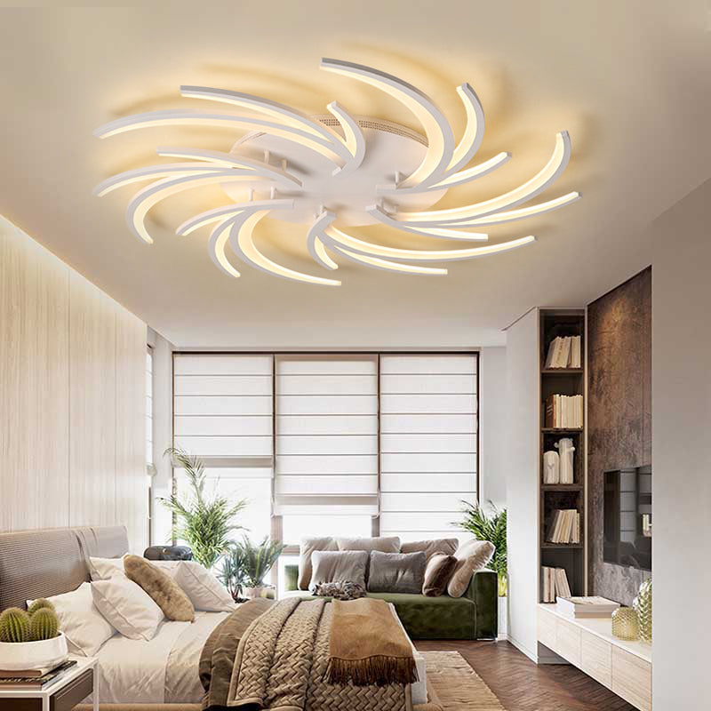 Modern Swirl Flush Mount Lamp Acrylic 3/4/5 Lights White Bedroom Ceiling Fixture in Warm/White Clearhalo 'Ceiling Lights' 'Close To Ceiling Lights' 'Close to ceiling' 'Flush mount' Lighting' 167675