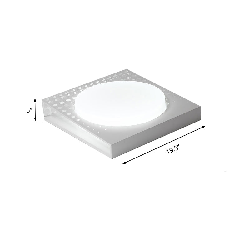 Iron Square Flush Mount with Cylinder Acrylic Shade Nordic White/Black Ceiling Light for Bedroom in Warm/White Clearhalo 'Ceiling Lights' 'Close To Ceiling Lights' 'Close to ceiling' 'Flush mount' Lighting' 167686