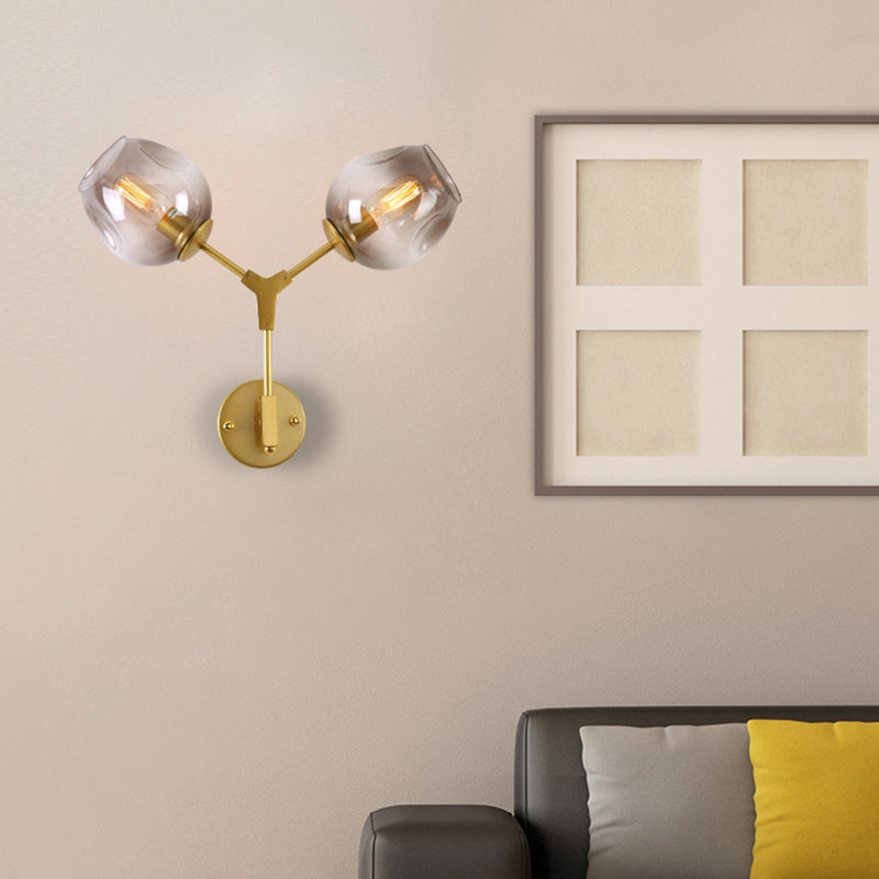 1/2 Light Wall Sconce Contemporary Black/Gold Wall Mount Lighting with Oval Amber/Gold/Clear Glass Shade Clearhalo 'Cast Iron' 'Glass' 'Industrial' 'Modern wall lights' 'Modern' 'Tiffany' 'Traditional wall lights' 'Wall Lamps & Sconces' 'Wall Lights' Lighting' 167848