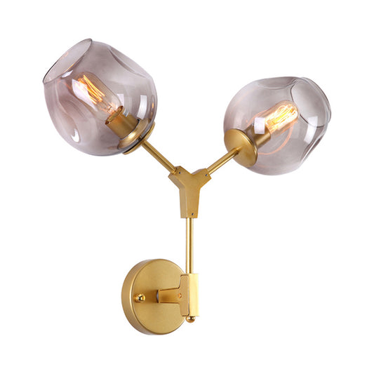 1/2 Light Wall Sconce Contemporary Black/Gold Wall Mount Lighting with Oval Amber/Gold/Clear Glass Shade Clearhalo 'Cast Iron' 'Glass' 'Industrial' 'Modern wall lights' 'Modern' 'Tiffany' 'Traditional wall lights' 'Wall Lamps & Sconces' 'Wall Lights' Lighting' 167849