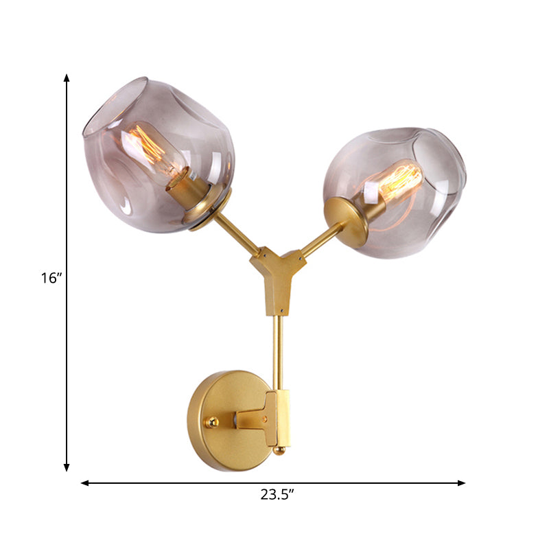 1/2 Light Wall Sconce Contemporary Black/Gold Wall Mount Lighting with Oval Amber/Gold/Clear Glass Shade Clearhalo 'Cast Iron' 'Glass' 'Industrial' 'Modern wall lights' 'Modern' 'Tiffany' 'Traditional wall lights' 'Wall Lamps & Sconces' 'Wall Lights' Lighting' 167850