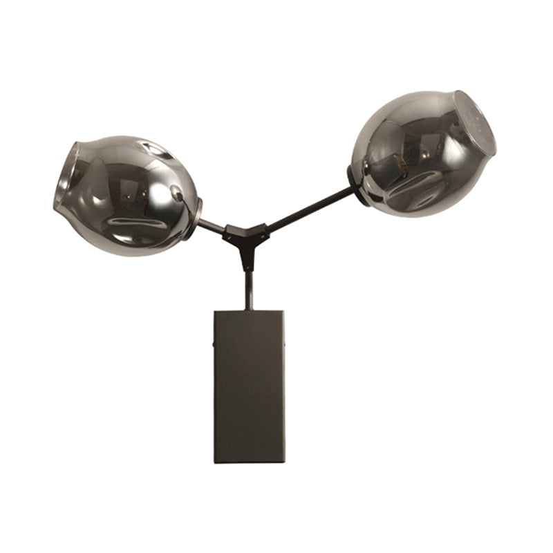1/2 Light Wall Sconce Contemporary Black/Gold Wall Mount Lighting with Oval Amber/Gold/Clear Glass Shade Clearhalo 'Cast Iron' 'Glass' 'Industrial' 'Modern wall lights' 'Modern' 'Tiffany' 'Traditional wall lights' 'Wall Lamps & Sconces' 'Wall Lights' Lighting' 167860