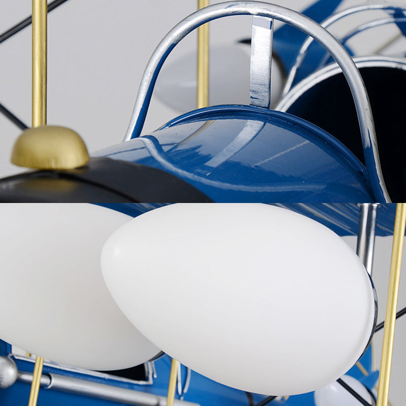 Chandeliers for Bedrooms, 4 Lights Ceiling Fixture with Glass Shade and Biplane Design for Boys Modern Style Clearhalo 'Ceiling Lights' 'Chandeliers' Lighting' options 167865