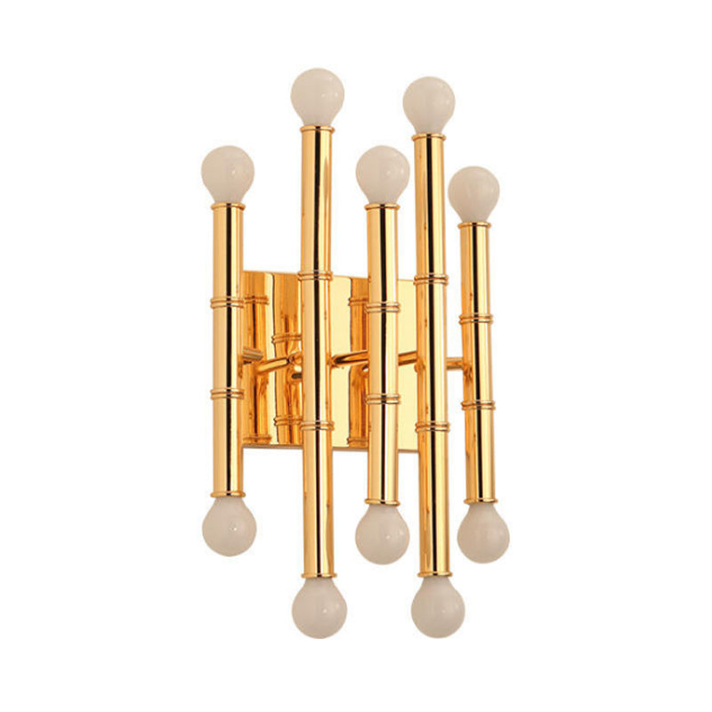 Metal Tubes Wall Sconce Modernism Style 10 Lights Polished Gold/Silver Wall Mounted Lamp for Hallway Clearhalo 'Cast Iron' 'Glass' 'Industrial' 'Modern wall lights' 'Modern' 'Tiffany' 'Traditional wall lights' 'Wall Lamps & Sconces' 'Wall Lights' Lighting' 167898