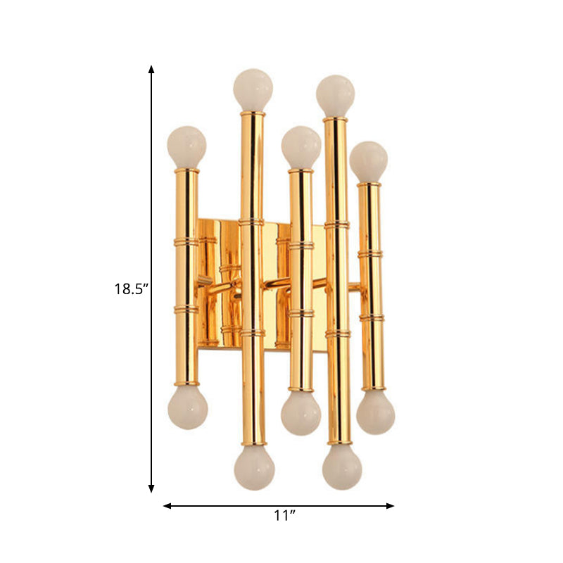 Metal Tubes Wall Sconce Modernism Style 10 Lights Polished Gold/Silver Wall Mounted Lamp for Hallway Clearhalo 'Cast Iron' 'Glass' 'Industrial' 'Modern wall lights' 'Modern' 'Tiffany' 'Traditional wall lights' 'Wall Lamps & Sconces' 'Wall Lights' Lighting' 167899
