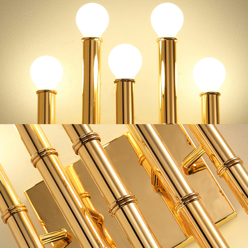 Metal Tubes Wall Sconce Modernism Style 10 Lights Polished Gold/Silver Wall Mounted Lamp for Hallway Clearhalo 'Cast Iron' 'Glass' 'Industrial' 'Modern wall lights' 'Modern' 'Tiffany' 'Traditional wall lights' 'Wall Lamps & Sconces' 'Wall Lights' Lighting' 167900